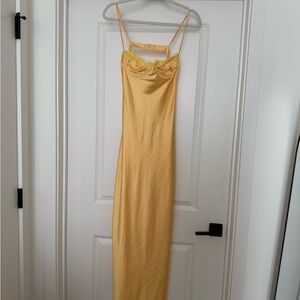 Beginning Boutique Yellow Slip Maxi Dress with Spaghetti Straps
